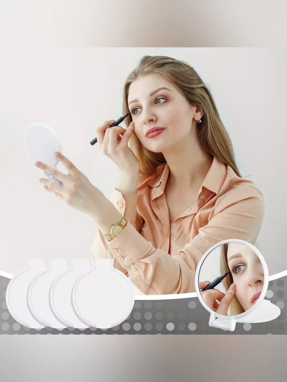 Compact Folding Pocket Mirrors - Black and White Set Of 100